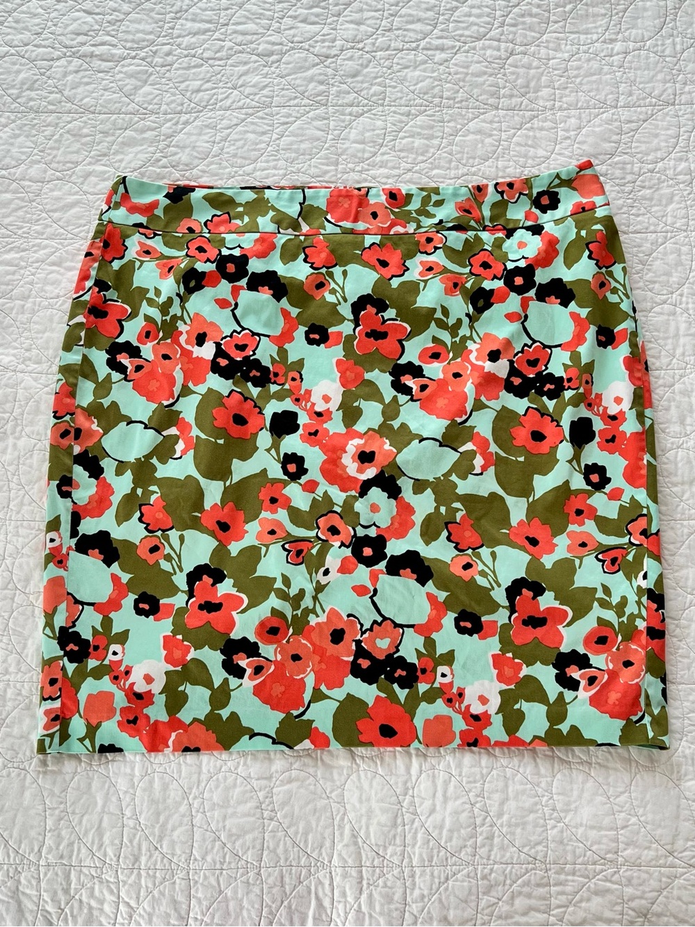 Lane Bryant Coral & Mint Floral Straight Skirt Summer Garden Party Smart Casual